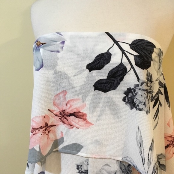 Strapless Pastel Floral Ruffle Romper - Picture 5 of 6